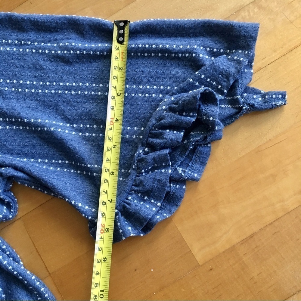 W5 Striped Top, Three Quarter Ruffle Sleeve, Blue, White, Size 3X - Picture 14 of 17